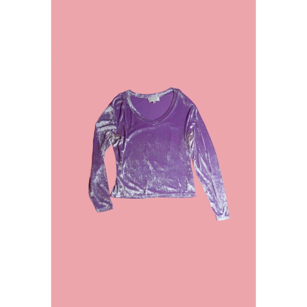 1990s BRANNAN STUDIO San Fransisco Crushed VELVET Long Sleeve Blouse. M-L. AS IS